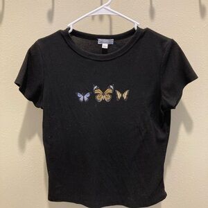 Black Butterfly Graphic Women's Top